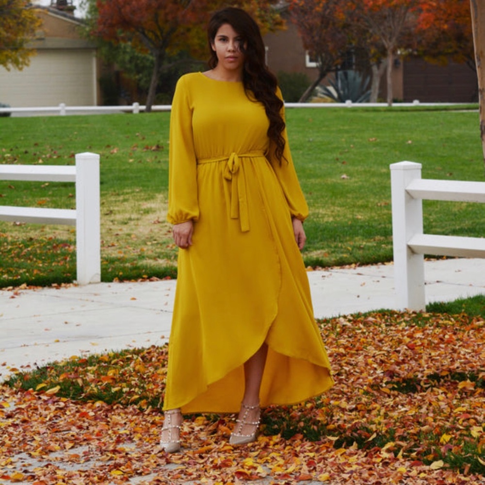 Skirt Society Mustard Yellow Paris Maxi Dress